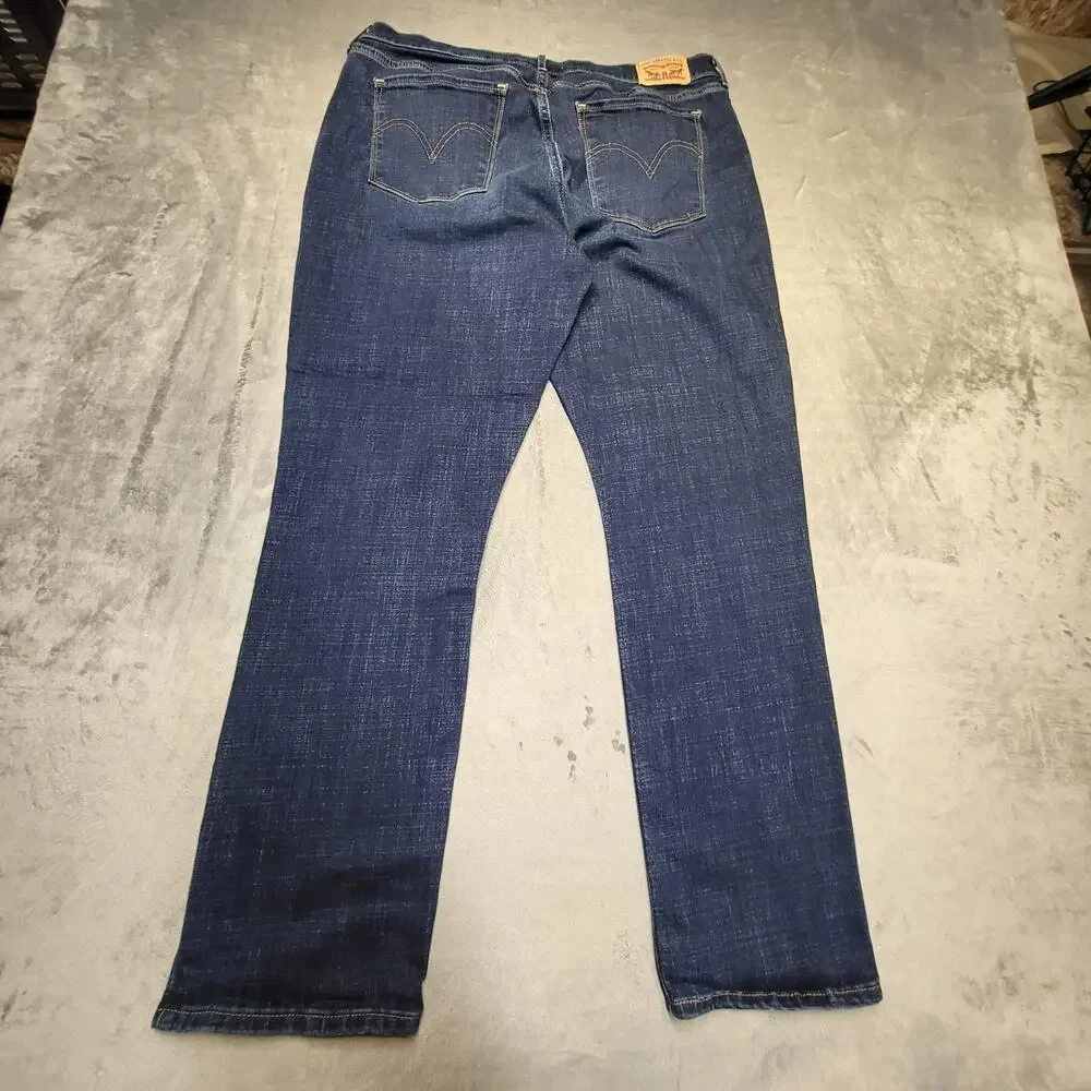 Levi's Jeans Womens 14 Blue Classic Straight Stretch Denim Dark Wash W32 L30